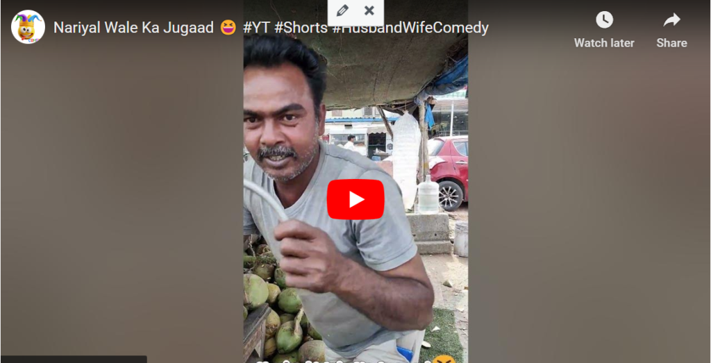 Discover the hilarious moment when a coconut seller hands over a giant pipe instead of a straw. Watch the full comedy video on our YouTube channel for a good laugh!