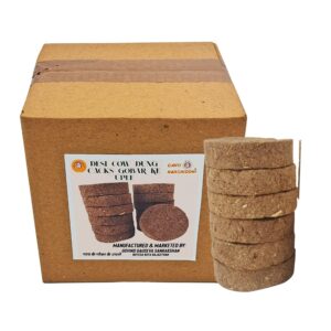 GAVO HARSHIDDHI Cow Dung Cakes | Natural Eco-Friendly Gobar Upla for Havan, Pooja & Agnihotra | Organic, Air Purifier & Manure | Sun-Dried, Moisture-Free, 2.5-Inch Round, 40 Piece (Pack of 1)