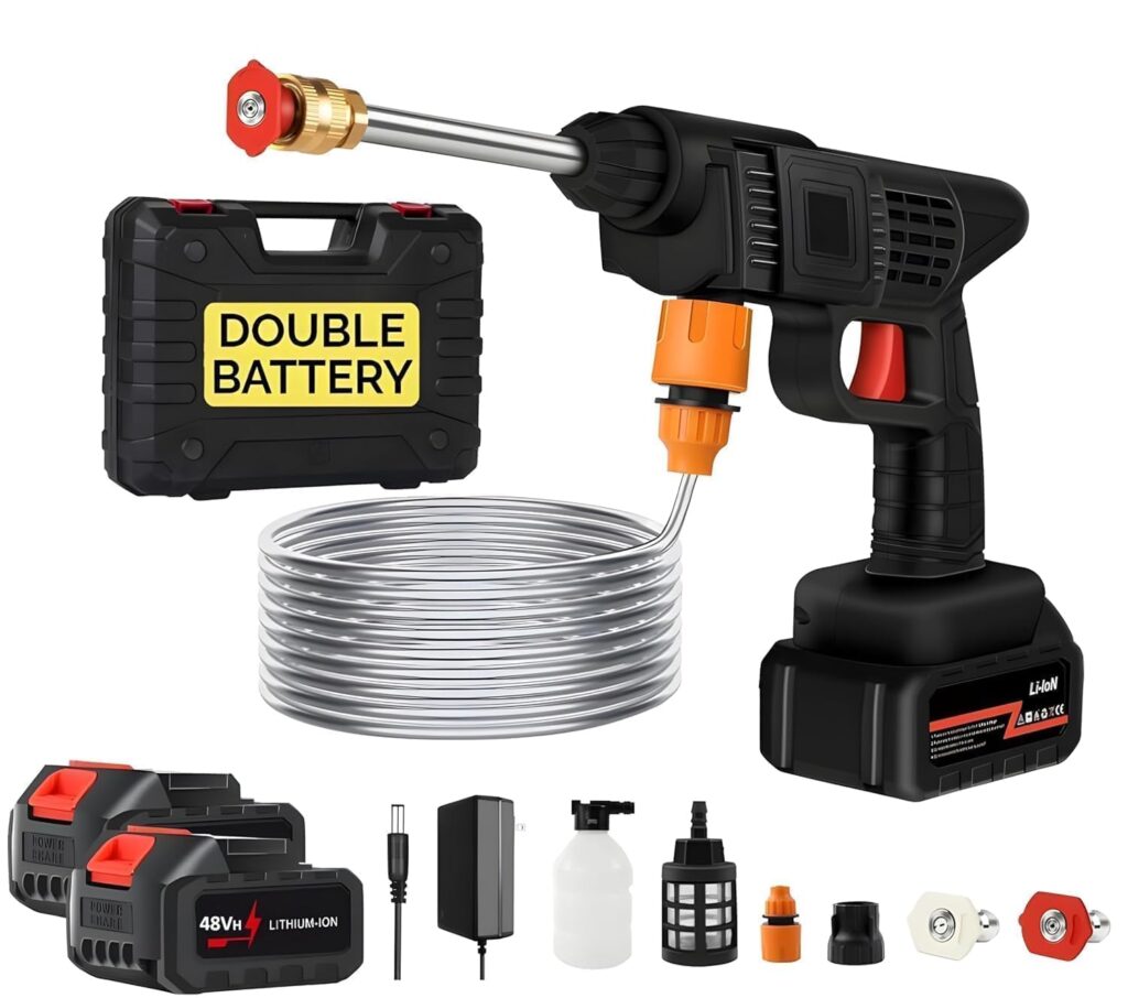 Discover the SHAYONAM Cordless Portable Wireless Pressure Washer Gun – a high-performance, portable, and versatile cleaning solution. Perfect for cars, bikes, and home use with adjustable nozzles and a double-battery system. Learn more!