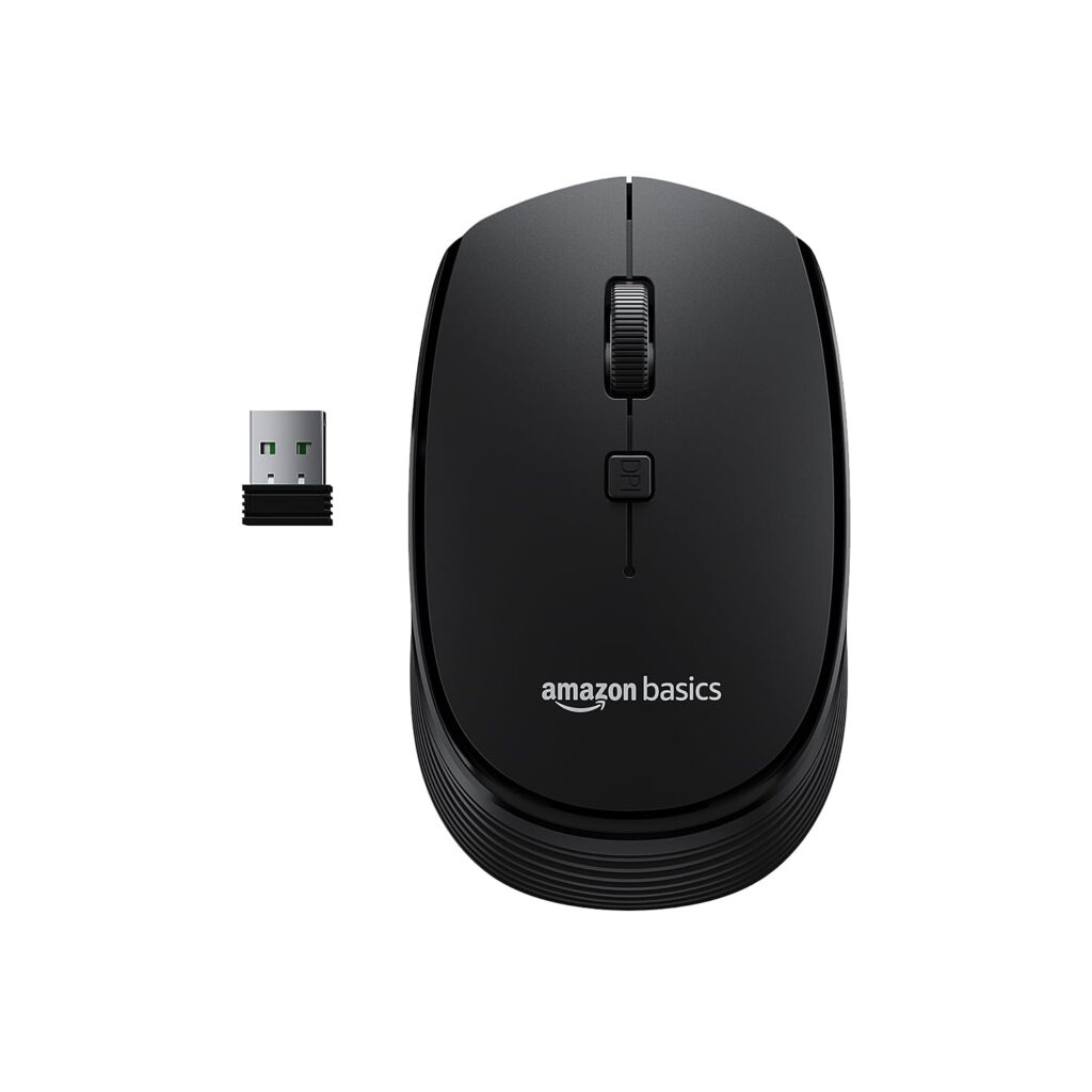 Upgrade Your Workflow with the Refurbished AmazonBasics Wireless Optical Mouse! 🖱️ ✅ Lightweight & compact design ✅ Adjustable DPI for precision ✅ Comfortable for both hands ✅ Includes USB Nano Dongle for seamless connectivity