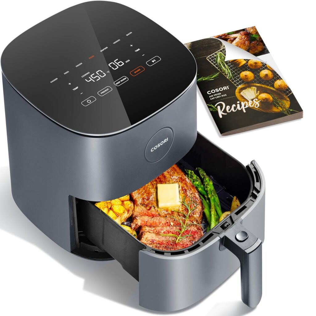 Upgrade your kitchen with the COSORI 4.7L Air Fryer! 🌟 Enjoy fast 1500W cooking, 9 preset menus, and 30+ recipes for crispy, oil-free meals. Roast, grill, toast & more! ✅ Save up to 55% on energy bills with this must-have air fryer.