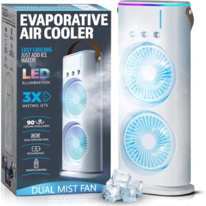 Discover the revolutionary TEKCOOL 4000mAh Double Ended Spray Fan! Rechargeable, misting, LED-lit, and remote-controlled—perfect for home, office, or camping. A must-have for 2025 summer.
