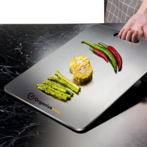 Upgrade your kitchen game with the OrganizeMee Large Stainless Steel Cutting Board for Kitchen – hygienic, heavy-duty, and built to last. Discover why it’s Amazon’s Choice and a must-have!