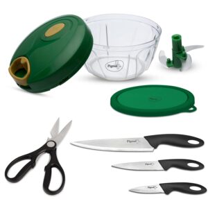 Revolutionize your kitchen tasks with the Pigeon by Stovekraft Kitchen Tools combo – featuring a 400ml chopper, knife set, and multifunctional scissors. A perfect blend of efficiency, comfort, and durability every Indian kitchen needs!