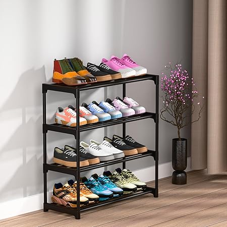 Declutter your home effortlessly with the OPTIFINE 4 Tier Shoe Rack with Shelf. Perfect for small spaces, easy to assemble, and ultra-durable. Find out why this is a must-have for every household!