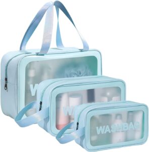 Meet the KUKLAR Wash Bag Pouch set of three—translucent, waterproof, with hooks and straps. Ideal for toiletries, makeup, electronics, and on-the-go hygiene. A travel packing game-changer!
