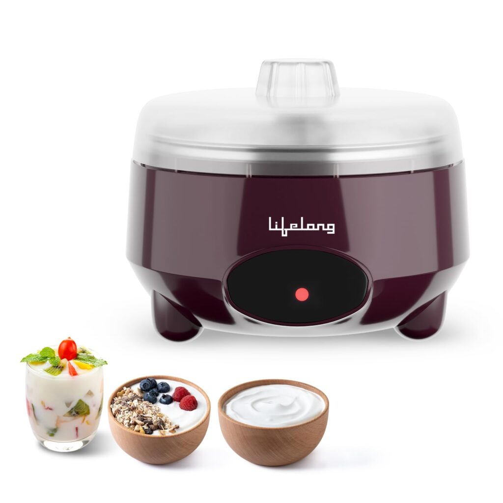 Discover the Lifelong Electric Yogurt & Curd Maker—an automatic probiotic-rich appliance with precise temperature control and sleek stainless steel design. Create creamy homemade curd, yogurt, natto, & more with just one touch!