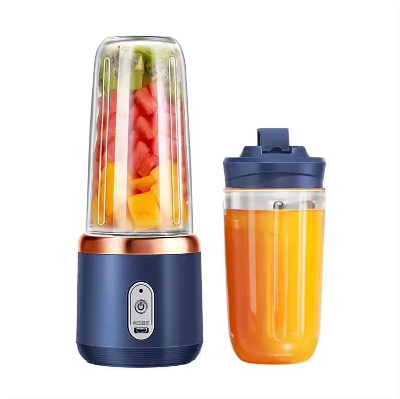 Take your smoothies on the go with the Qlect Portable Blender: 6 ultra-sharp stainless steel blades, 3 speed levels, USB charging, and a powerful 1500 mAh battery—all in a compact, travel-friendly design.
