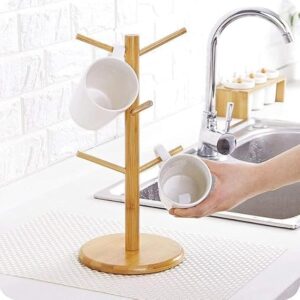 Keep your kitchen stylish and clutter-free with the DearOrdane Bamboo Mug Tree Holder. Organise 6 cups with ease while adding a natural wooden charm.