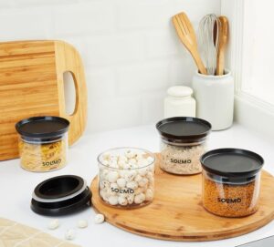 Upgrade your kitchen with Amazon Brand – Solimo Plastic Storage Jar Set (500 ml, Set of 4, Black). Airtight, BPA-free, durable, and stackable containers that keep food fresh and clutter-free. Perfect for rice, dal, pulses, snacks & more.