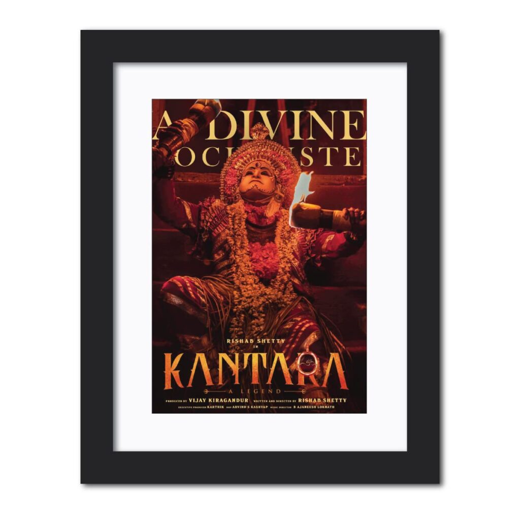 inspire TA Kantara Painting By Rishab Shetty South Indian Film Movie Poster Collection Photo Framed Poster Painting (12 X 9) Inch