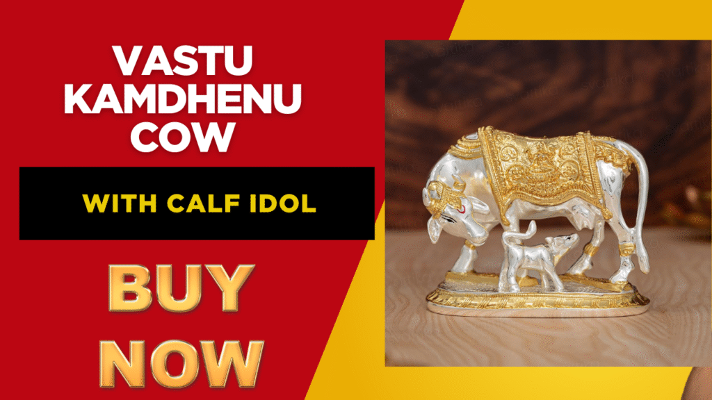 Discover the powerful Vastu Kamdhenu Cow with Calf Idol (24K Gold & 999 Silver Plated) known for attracting wealth, prosperity, and positive energy. A perfect Vastu correction remedy for financial problems and an ideal gift for weddings, housewarming, Diwali, and spiritual occasions.