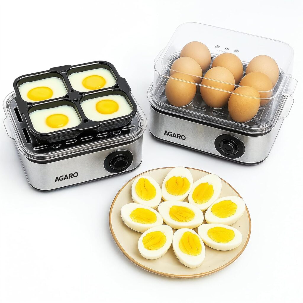 Want perfectly boiled or poached eggs every time without gas or guesswork? The AGARO Grand Egg Boiler lets you boil 8 eggs, poach 4, steam veggies and choose soft, medium or hard texture with auto shut-off and stainless steel durability.