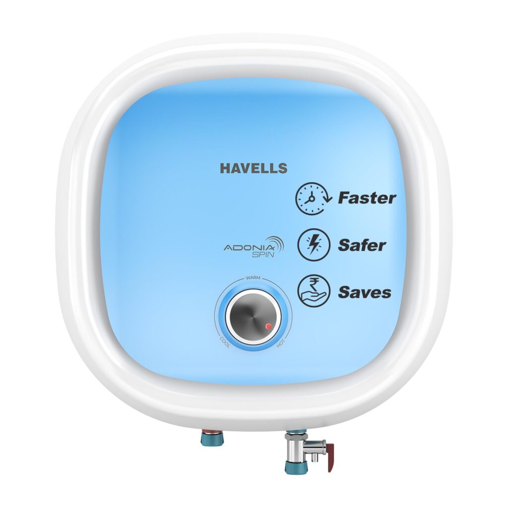 Discover the all-new Havells Adonia Spin 10L 5-Star Water Heater with Feroglas anti-rust tank, Incoloy heating element, and PUF insulation. Enjoy faster heating, high energy savings, and 7-year tank warranty — perfect for Indian homes and high-rise buildings. Find out why this geyser is a 2025 best-seller!