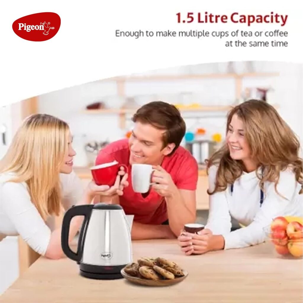 Upgrade your kitchen with the Pigeon 1.5L Electric Kettle & 1L Flask combo. Fast boiling, double-wall design, heat-resistant handle & travel-friendly. Buy now!