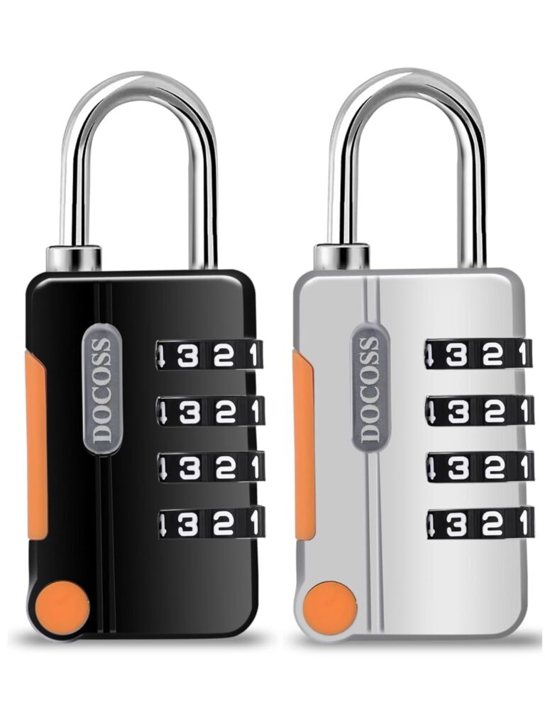 Stay worry-free on every trip! The DOCOSS Metal 4-Digit Combination Lock offers 10,000 codes, anti-rust design & strong build for ultimate travel security.