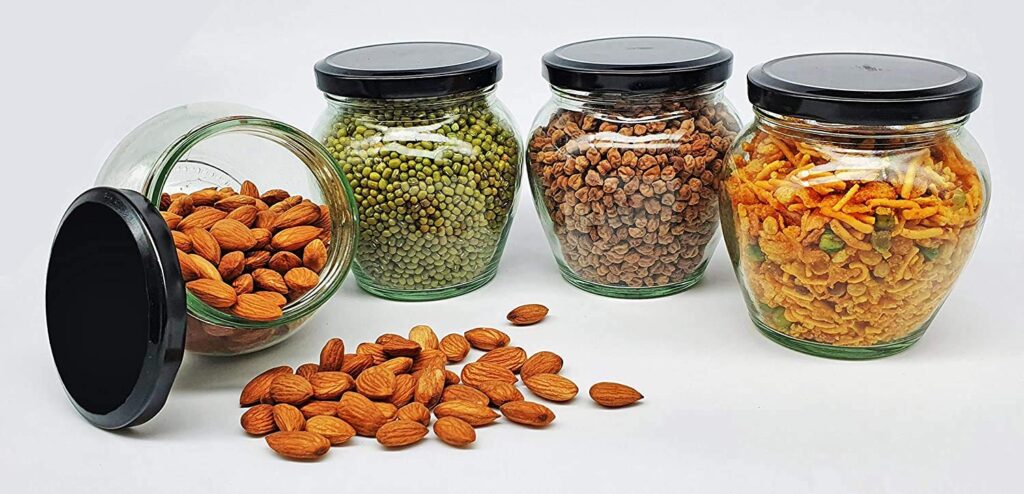 Upgrade your kitchen storage with 400ml Transparent Glass Jars featuring airtight black metal lids. Perfect for spices, snacks, dry fruits, jams, DIY crafts, and more. Microwave + dishwasher safe, food-grade & reusable. Pack of 12.