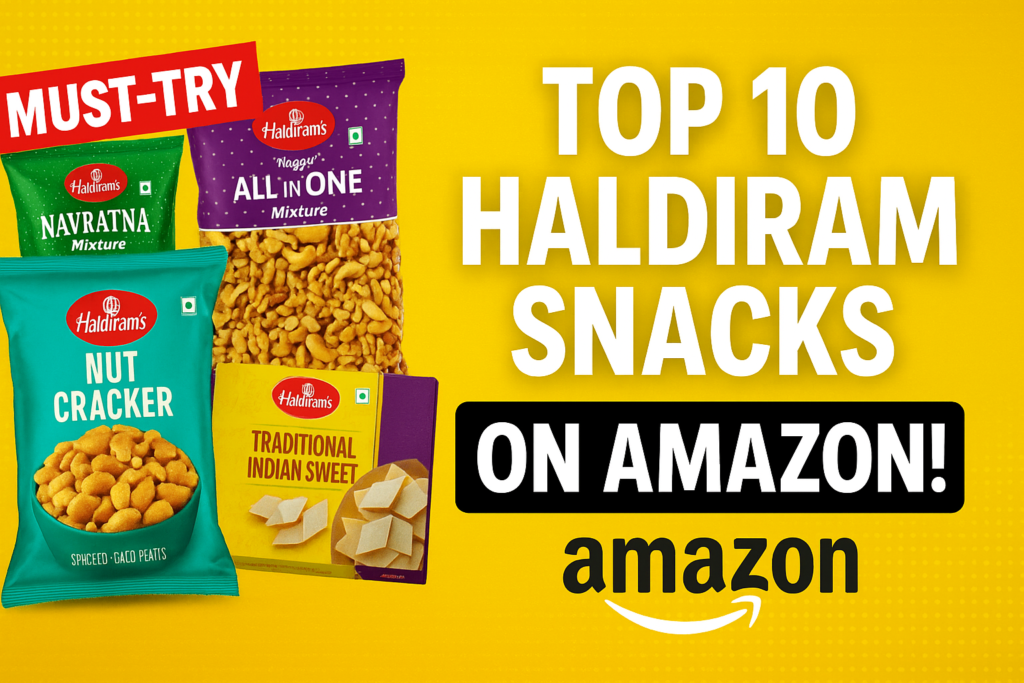 Explore the Top 10 Haldiram snacks & sweets available on Amazon — from classic Namkeen to premium sweets. Get irresistible flavours, convenient packs, and party favourites!