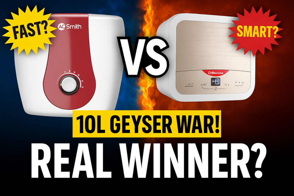 The ultimate 10L geyser comparison is here! We test AO Smith Xpress and Racold Omnis DG to find out which geyser heats faster, lasts longer, and delivers true value. Read before you buy!