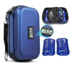 Stay worry-free while traveling with the Insulin Cooler Travel Case featuring TSA-approved ice packs, real-time Fahrenheit temperature display, waterproof insulation, and large storage for multiple insulin pens and medicines.