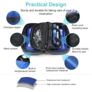 Stay worry-free while traveling with the Insulin Cooler Travel Case featuring TSA-approved ice packs, real-time Fahrenheit temperature display, waterproof insulation, and large storage for multiple insulin pens and medicines.
