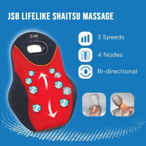 Discover the JSB HF74 Wireless Back Massager with kneading + heat therapy for instant relief from back pain, sciatica, stiffness, and work fatigue. Portable, rechargeable, and ideal for home, office, travel, and chair use.