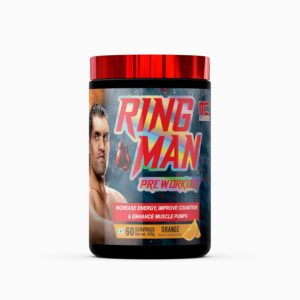 Muscle Club Ring Man Pre-Workout Orange Flavour | AMP Powered | By The Great Khali | High Stim Preworkout with 2000mg Beta-Alanine & 200mg Caffeine | Energy & Focus Booster
