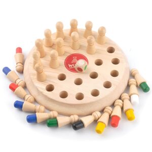 WUDLY® Wooden Memory Chess Color Matching Game Montessori Brain Booster Board Game for Kids 3-10 Years Fun Family Indoor Game Educational Toy Christmas Birthday Gift for Boys and Girls (Memory Chess)