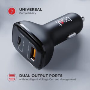 Charge two devices fast in your car with boAt Dual Port QC-PD 24W Fast Car Charger. PD & QC support, smart safety & free Type-C cable.