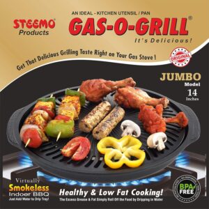 Enjoy smokeless indoor BBQ with Gas O Grill jumbo 14-inch tandoor. Healthy, non-stick, gas & electric compatible cooking made easy.