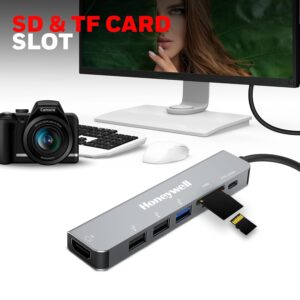 Turn one USB-C port into 7 powerful connections. Explore Honeywell 7-in-1 Type-C Docking Station with 4K HDMI, 100W PD & more.