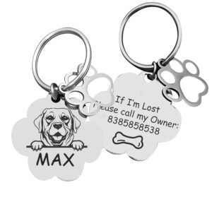 Jypr Customized Product's Pet ID Tag Personalize Black Engraved Name Collar Tag for Your Loving Dog, Cat, Puppy, Horse (Paw Shape Face Tag 2 MM Thick with Tiny Charm), 1 Label