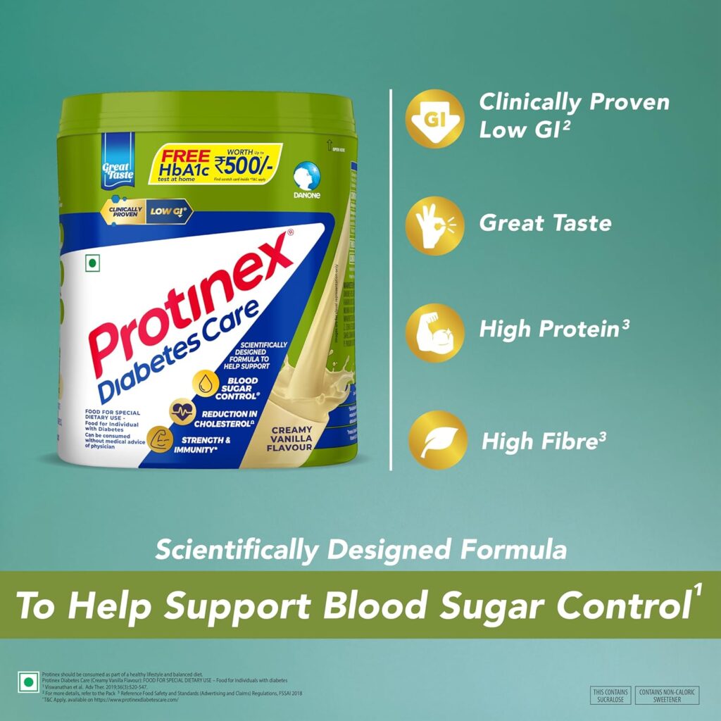 Discover how Protinex Diabetes Care helps support blood sugar control, cholesterol reduction, strength, and satiety with its clinically proven low-GI formula.