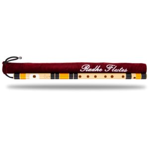 Radhe Flutes | PVC Fiber | C Natural | Right Handed | With Velvet Cover | Black & Orange Threads + Complete Flute Beginners Online Course In Hindi and English