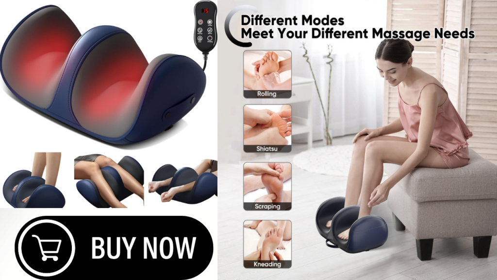 Relieve foot and calf pain instantly with the YOGIMOONI shiatsu foot massager with heat. Deep kneading, circulation boost, and stress relief at home.