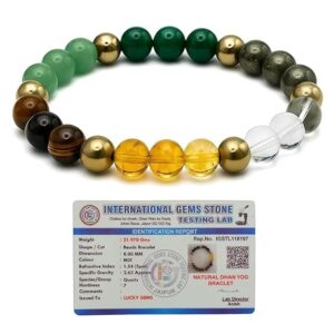 Dhan Yog Bracelet | Attracts Wealth & Financial Prosperity | Pyrite, Citrine, & Aventurine bracelet | Astrology Dhanyog Bracelet for Men & Women | Certificate of Authenticity
