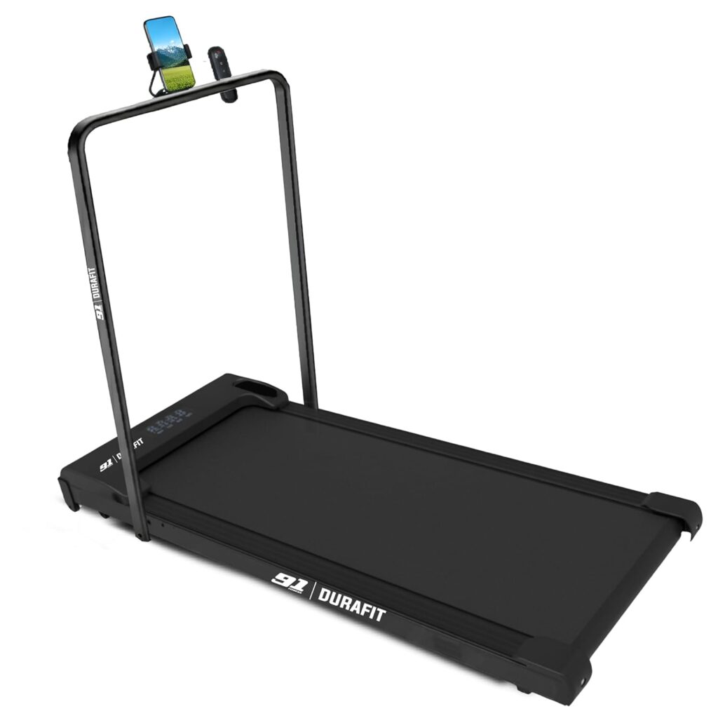 Burn calories at home with Durafit 2.5HP BLDC under desk treadmill. Compact, foldable, remote control, LED display & 120kg capacity. Perfect walkpad!