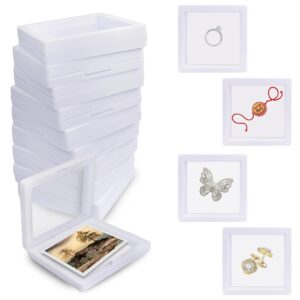 Sanas Shadow Box Frame with Glass (10Pcs) Small Photo Frame Memory Box Aesthetic Unique Storage Box Frame for 3D Craft Floating Display Photo Storage Box Transparent (10Pcs) (Elegant White Finish)
