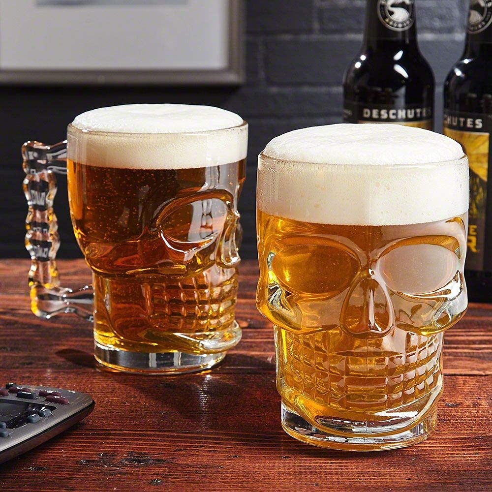 Upgrade your drink style with the Vilon Italian premium Glass Skull Beer Mug. Premium design, strong handle, multipurpose use & classy bar vibes at home.