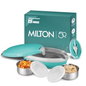 Enjoy hot homemade food anywhere with Milton Swiftron Electric Lunch Box. No microwave needed, auto shut-off safety, cool-touch body & 1-year warranty.