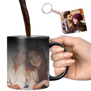Create memories with this personalized heat-sensitive magic mug. Add photo, name & quote. Perfect gift for birthday, anniversary & Valentine’s Day.