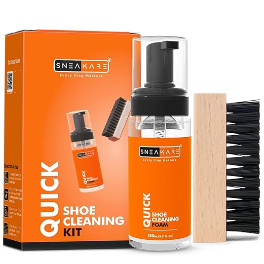 Discover the SNEAKARE Quick Shoe Cleaning Kit – a premium sneaker cleaner foam spray and medium bristle brush for effortless shoe care. Safe on leather, canvas, and more. Revive your white shoes today! Perfect for quick, effective cleaning without water.