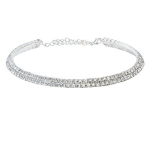 YouBella Fashion Jewellery Silver Crystal Rhinestone Choker Necklace for Women.(Valentine Gift Special)