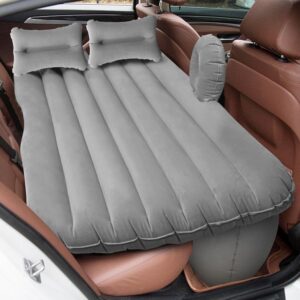 Premium Car Inflatable Bed with Pump & 2 Air Pillow|Quick Inflatable Back Seat Bed|Car Inflatable Mattress|Car Bed Mattress|Car Bed For Kids,Travel,Trips,Camping,Picnic,Pool &Beach|Universal Fit|Grey