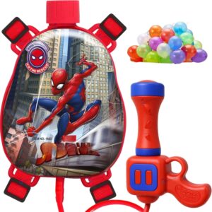 GRAPHENE Red Holi Pichkari Water Gun for Kids 500ml Back Holding Water Tank with 100 Water Balloons Pichkari High Pressure Long Throw Water Spray Pistol Gun Summer Fun Boys Girls