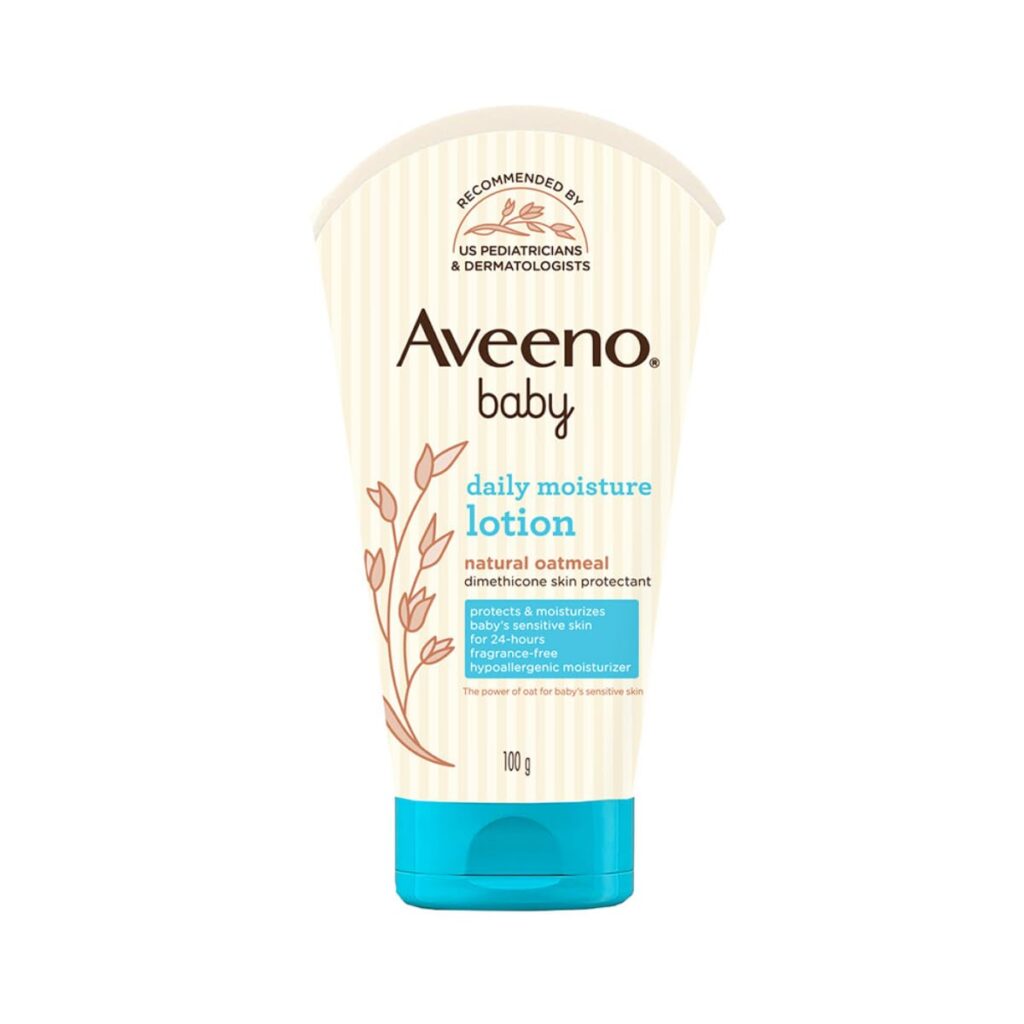 Looking for the best lotion for your newborn? Aveeno Baby Daily Moisture Lotion with oat flour, glycerin & dimethicone soothes, nourishes, and protects sensitive skin for 24 hours. Pediatrician recommended & fragrance-free!