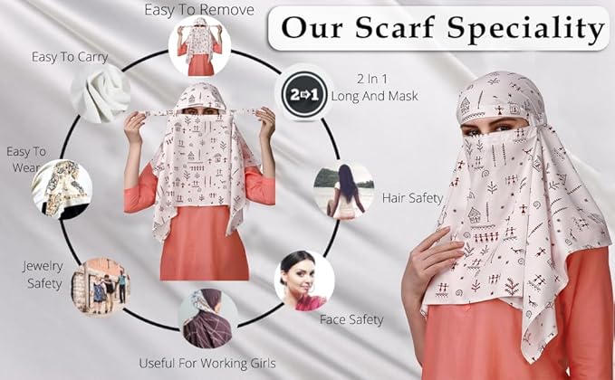 Protect yourself from sun, dust, smoke and pollution with the 7 Seasons Cotton Scarf Cum Mask. Perfect for women and girls riding scooty, traveling in buses or trains, and daily outdoor use. Lightweight, breathable and reusable cotton scarf for all-round protection