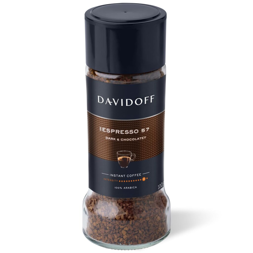 Discover why coffee lovers are obsessed with Davidoff Espresso 57 Intense Instant Coffee. Made with 100% Arabica beans, this dark roast delivers bold flavor, chocolate notes, and premium aroma in seconds.