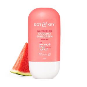 Stay protected and refreshed with Dot & Key Watermelon Cooling Sunscreen SPF 50+ PA++++. Lightweight, non-sticky formula with hyaluronic acid hydrates skin, prevents tanning, and gives zero white cast for all skin types.