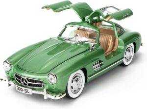 BlackZone 1955 Marcedes- 300sl Vintage Model, 1/24 Toy Car with Sound and Light Function, Children's Toy Model Car with Pullback Function, Collector's Quality (1:24 Parrot).